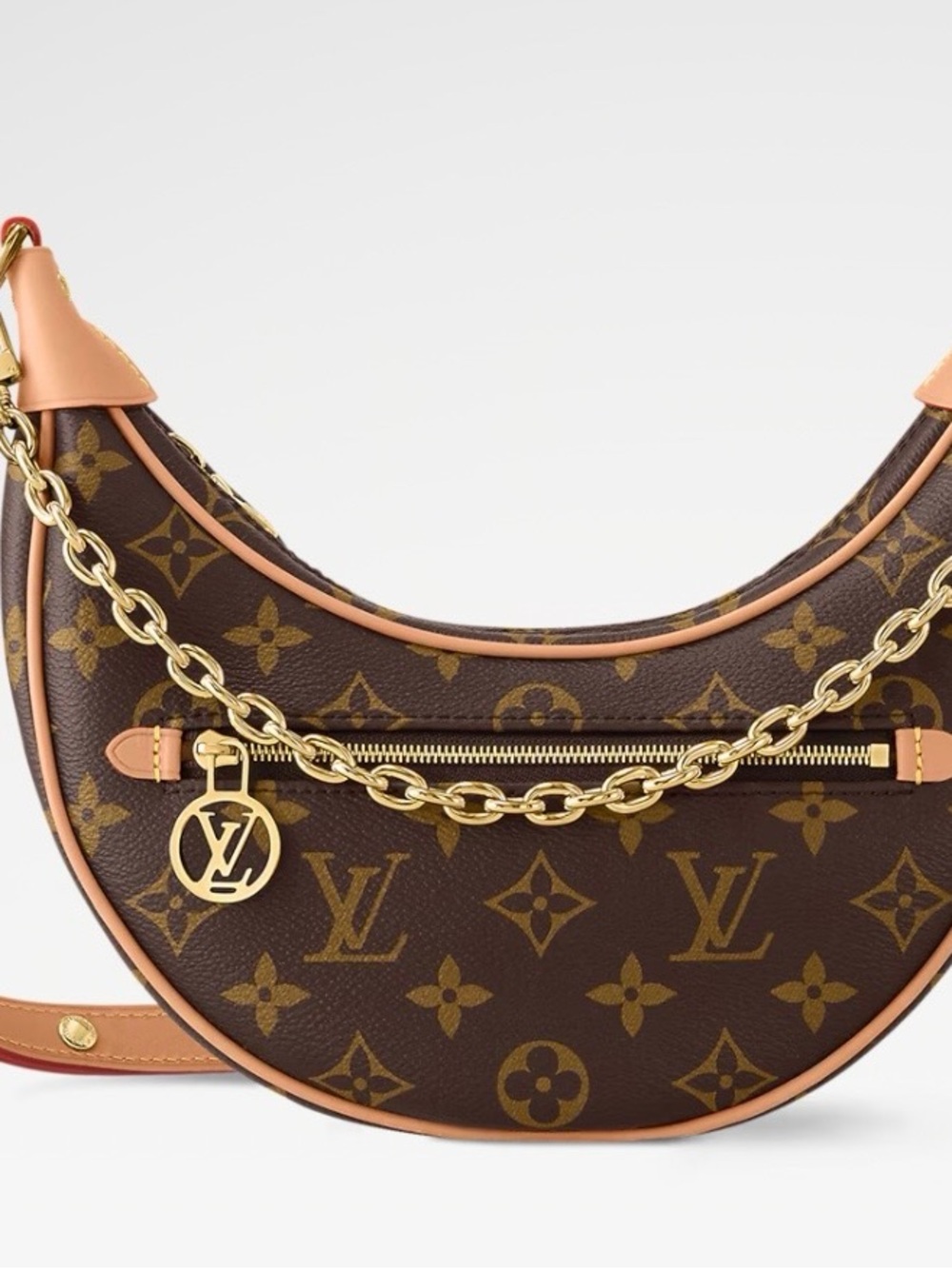 Louis Vuitton Brown Monogram Loop Shoulder Bag with Gold Chain